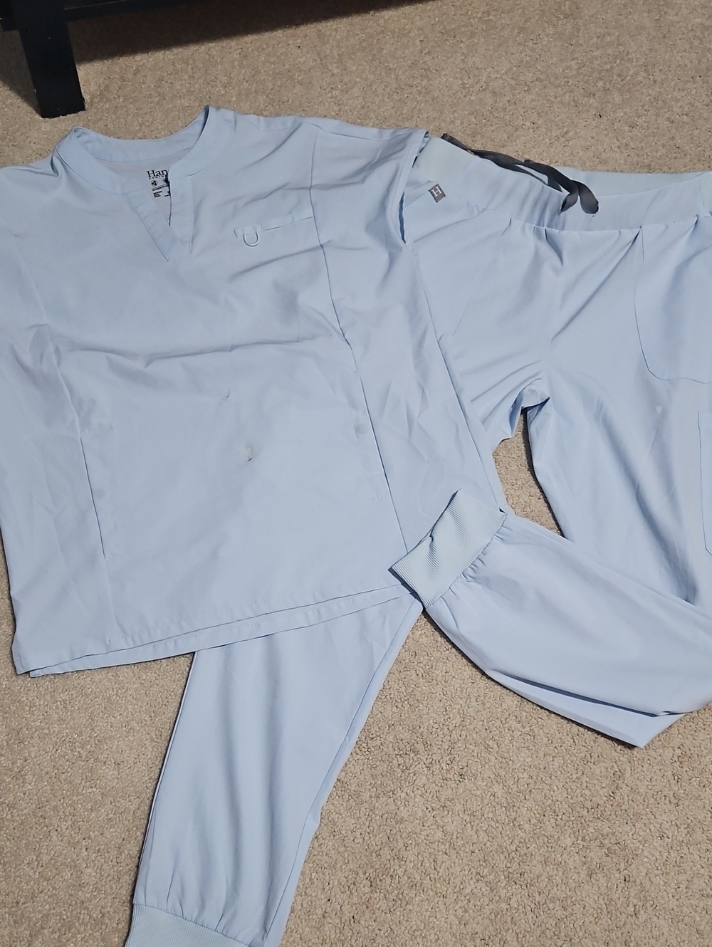 Hanes Women’s Light Blue Scrub Set - Comfortable Pants & Top